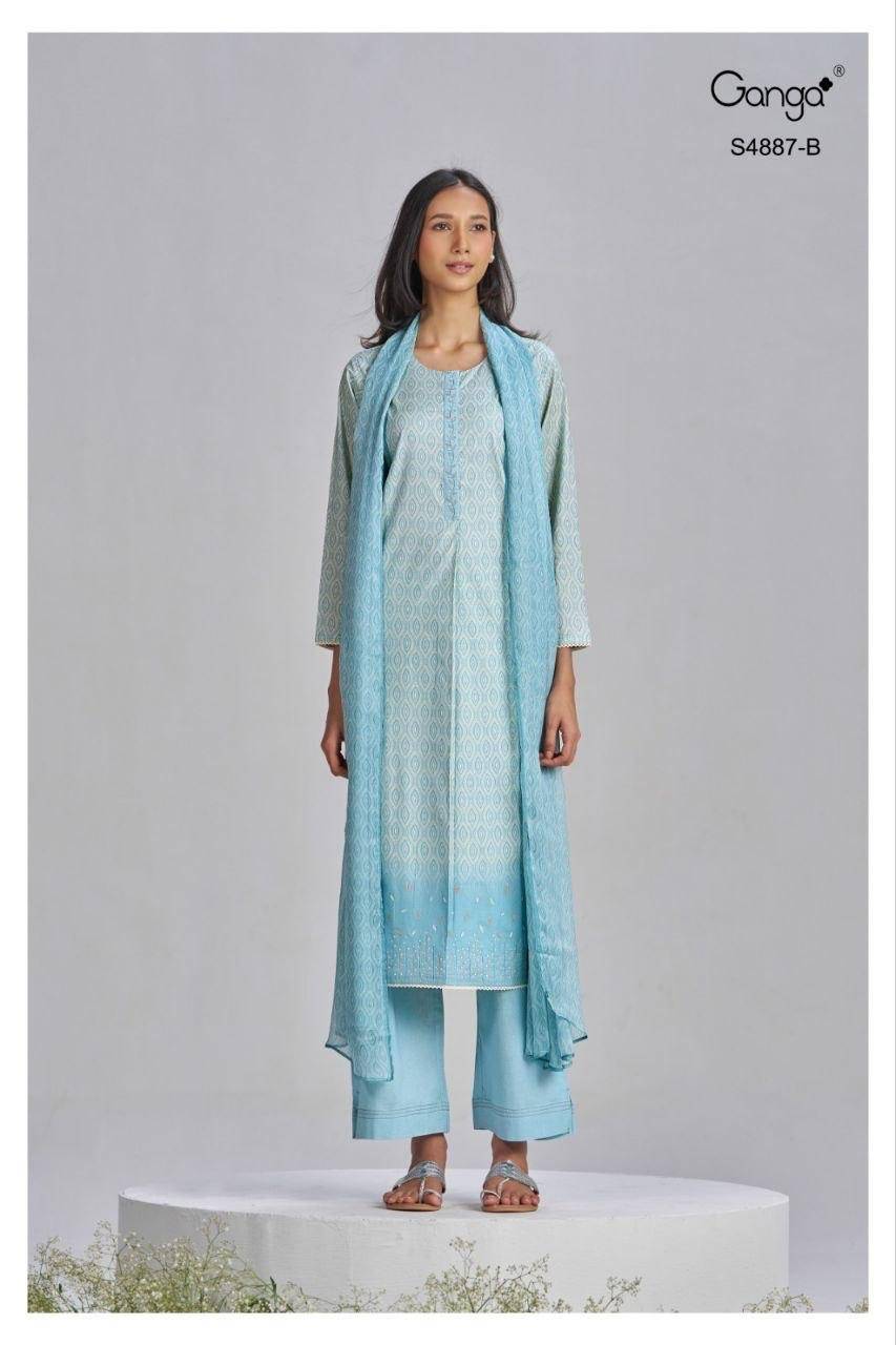 GAYANA 4887 By GANGA FASHION Stylish Beautiful Colourful PREMIUM PURE BEMBERG Dresses At Wholesale Price